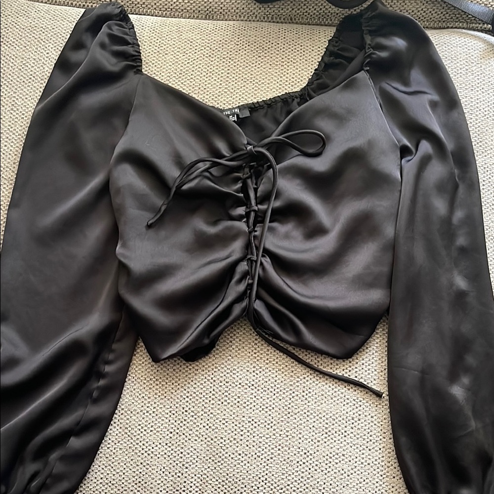 Elegant Black Satin Women's Top